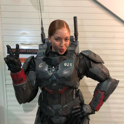 Natasha Culzac in Halo costume ready for her shoot.